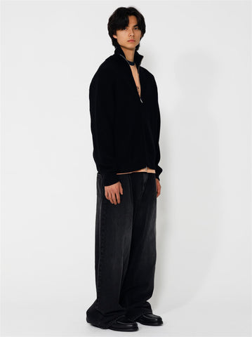 Lian Merino Full Zip Sweater - Black - F5 Concept Store