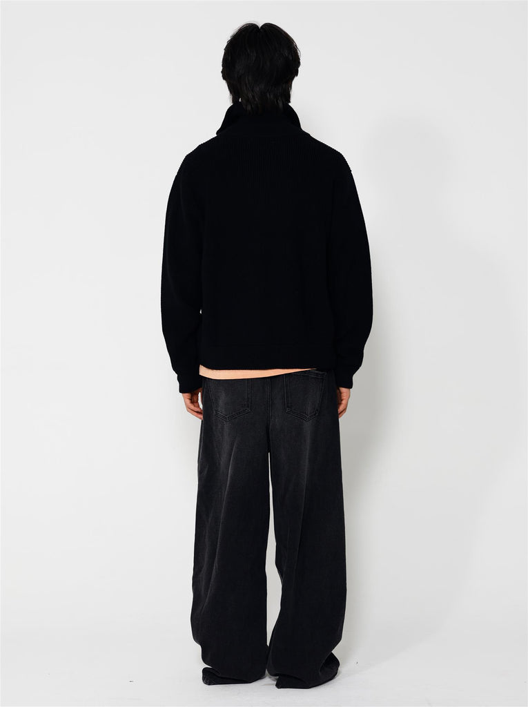 Lian Merino Full Zip Sweater - Black