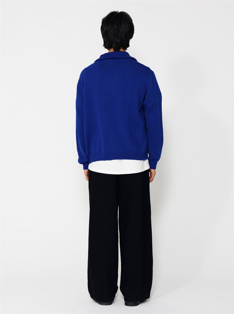 Lian Cotton Full Zip Sweater - Royal Blue