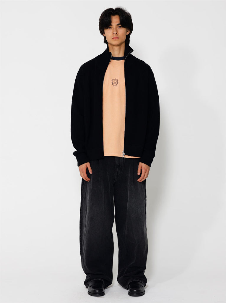 Lian Merino Full Zip Sweater - Black - F5 Concept Store