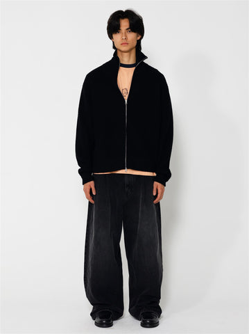 Lian Merino Full Zip Sweater - Black