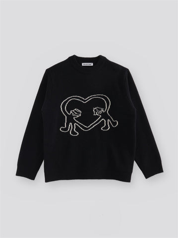 Heart Wool Sweater - Black
