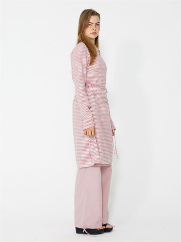 Lucja Wrap Dress - Pink/White Checks - F5 Concept Store